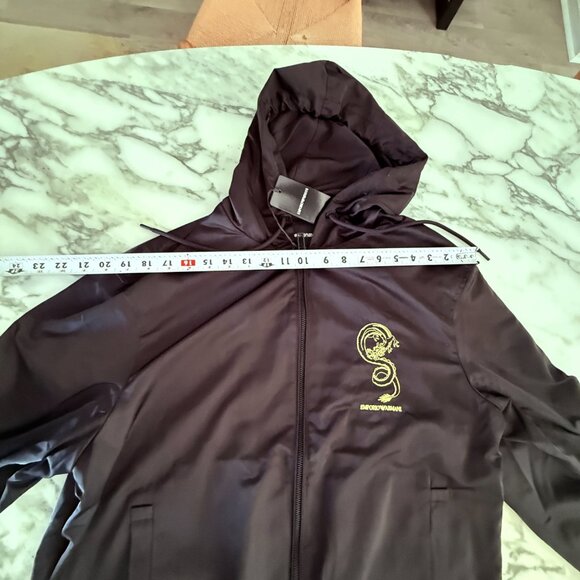 EMPORIO ARMANI Mens Jet Black Ltd. Ed. Hooded Lunar New Year Dragon Jacket, 52 - Picture 7 of 14